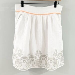 T Tahari White‎ Linen Skirt Coquette Flirty